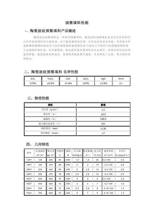 陶瓷波纹规整填料性能