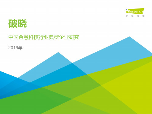 2019年中国金融科技行业典型企业研究