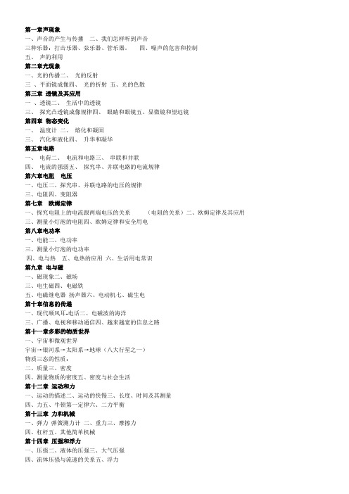 中考物理总复习资料全套备课资料