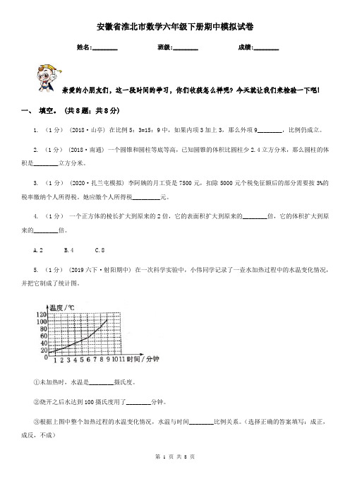 安徽省淮北市数学六年级下册期中模拟试卷