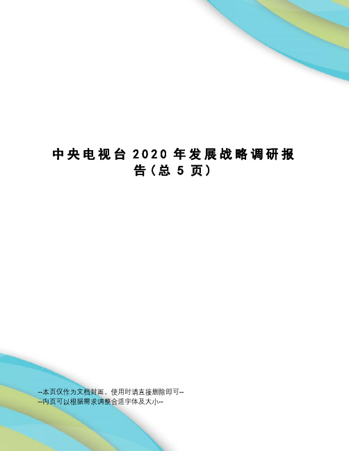 中央电视台2020年发展战略调研报告