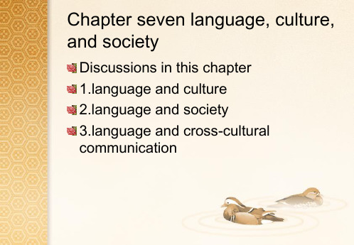 语言学教程Chapter 7. Language, Culture, and Society