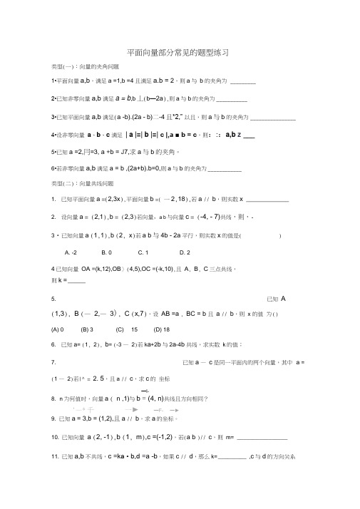 平面向量部分常见的考试题型总结