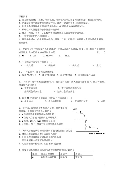 中考化学 命题要点强化与新题预测专题 专题四 生活中常见的化合物