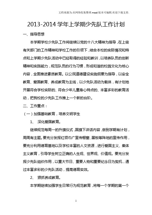 1314少先队工作计划