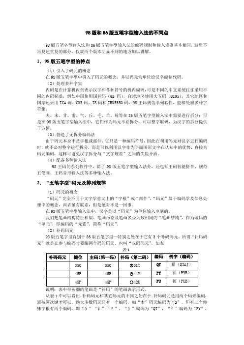 parts7_98版和86版五笔字型输入法的不同点