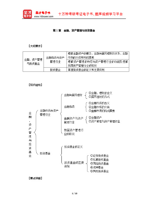 基金从业资格考试《基金法律法规、职业道德与业务规范》必背手册(金融、资产管理与投资基金)