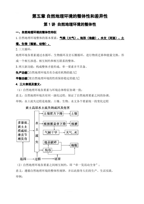 2020年领军高考地理一轮复习专题5.1自然地理环境的整体性(讲义)含解析