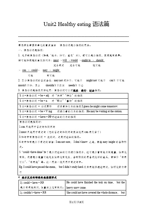 人教版高中英语必修三：Unit2 Healthy eating-语法篇(学生版)