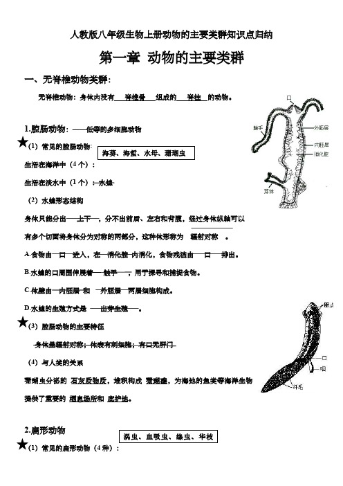 人教版八年级生物上册动物的主要类群知识点归纳