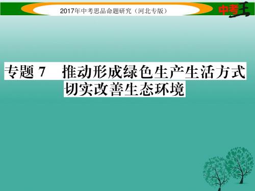 中考政治总复习热点专题攻略专题7 推动形成绿色生产生活方式 切实改善生态环境课件