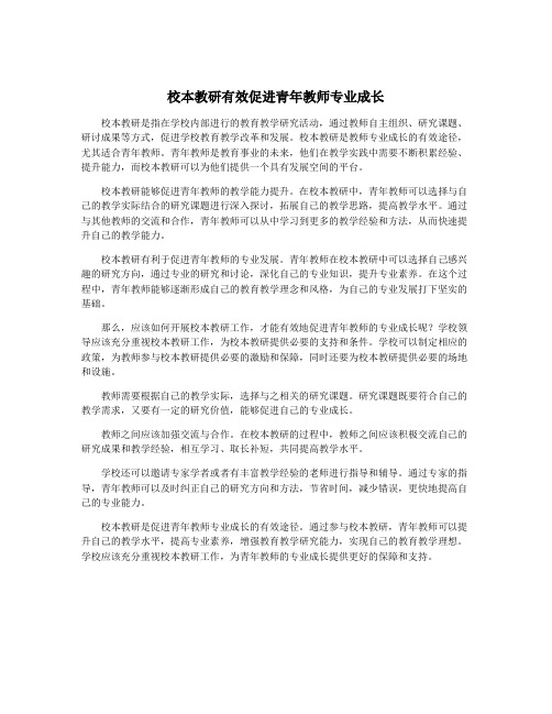 校本教研有效促进青年教师专业成长