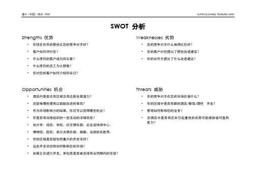 快捷酒店SWOT分析模板