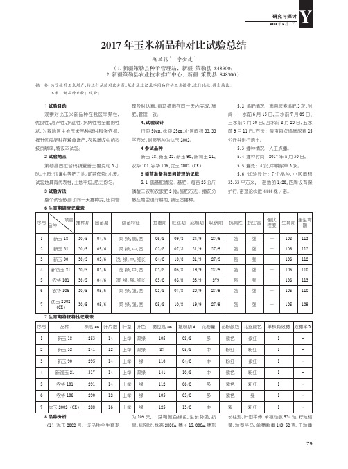 2017年玉米新品种对比试验总结