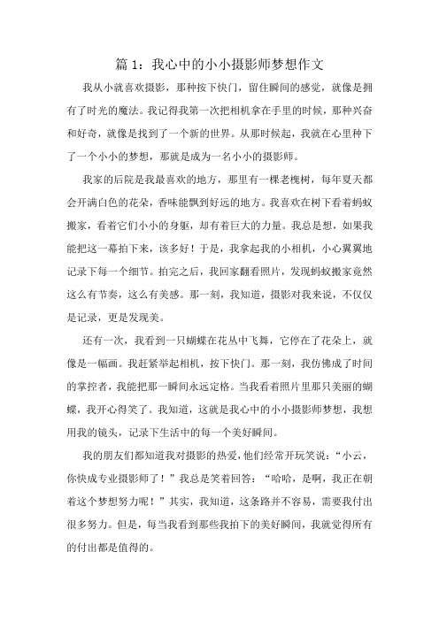 我心中的小小摄影师梦想作文精选6篇