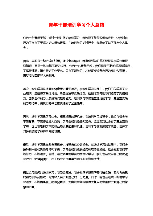 青年干部培训学习个人总结