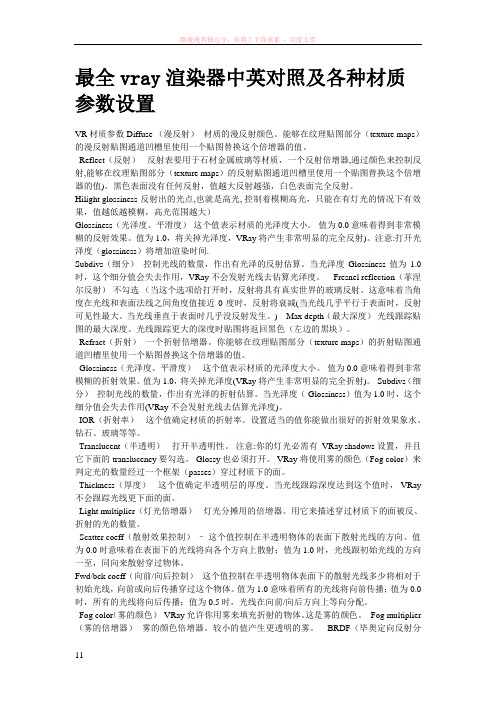 最全vray渲染器中英对照及各种材质参数设置