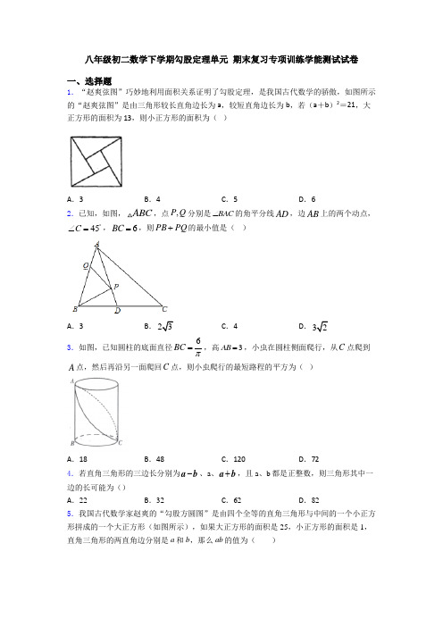 八年级初二数学下学期勾股定理单元 期末复习专项训练学能测试试卷