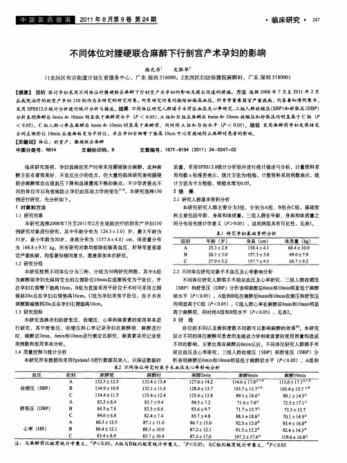 不同体位对腰硬联合麻醉下行剖宫产术孕妇的影响