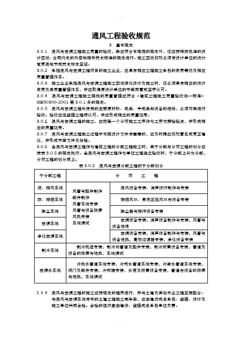 通风工程验收规范