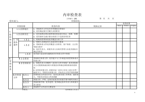 实验室内审检查表