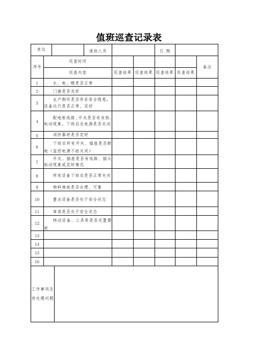 值班巡查记录表