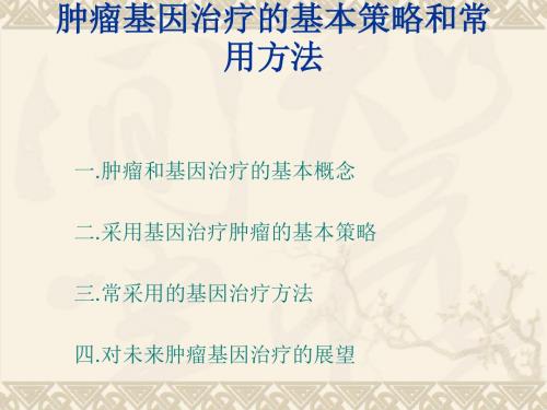 肿瘤基因治疗的基本策略和常用方法(PPT31张)