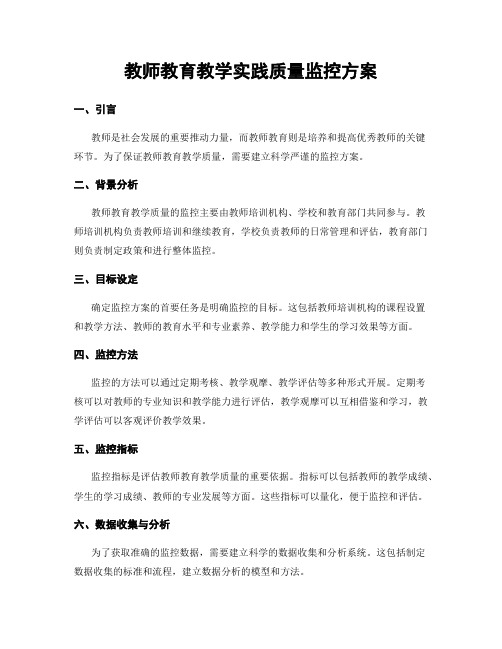 教师教育教学实践质量监控方案