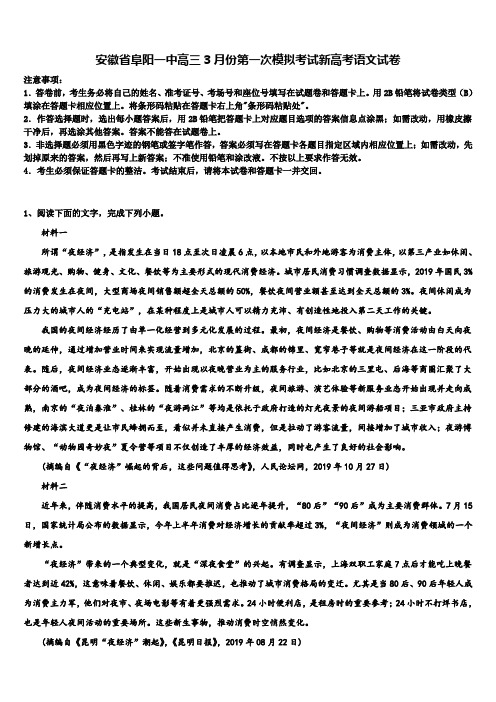 安徽省阜阳一中高三3月份第一次模拟考试新高考语文试卷及答案解析