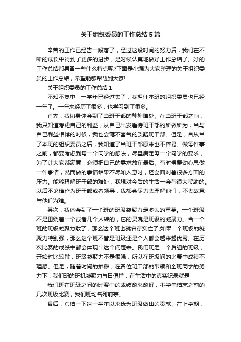 关于组织委员的工作总结5篇