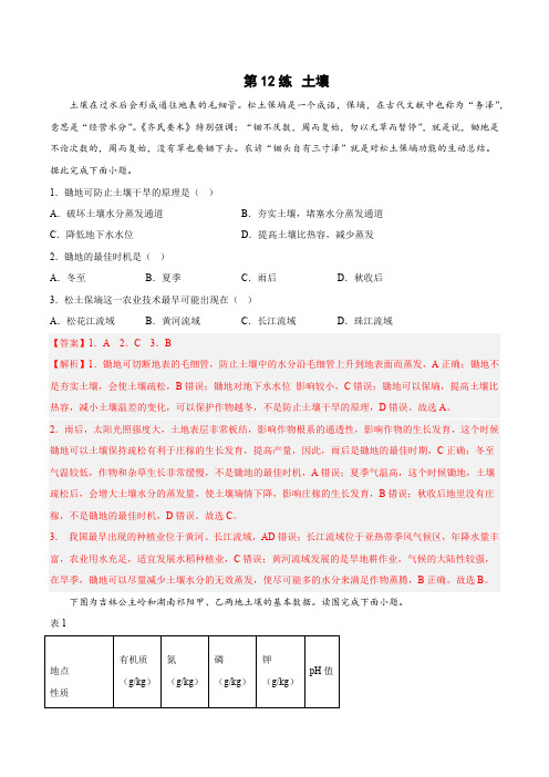 高中试卷-第12练 土壤(含答案)