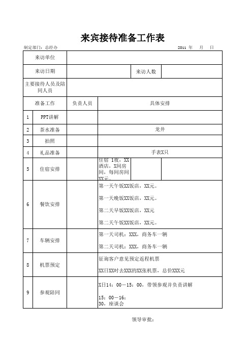 接待计划和参观计划表