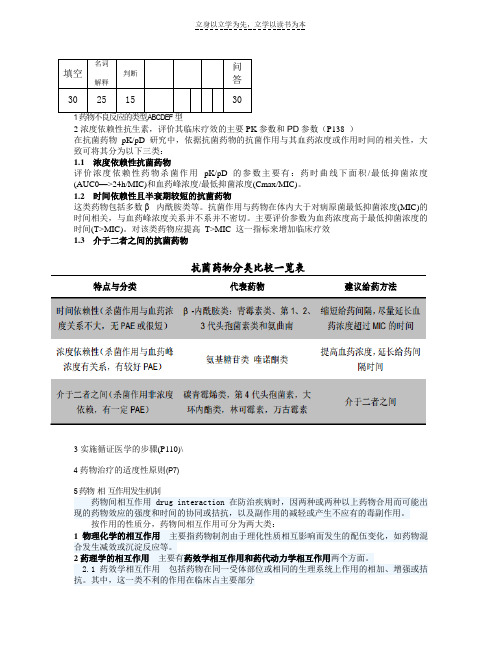 临床药物治疗学复习资料