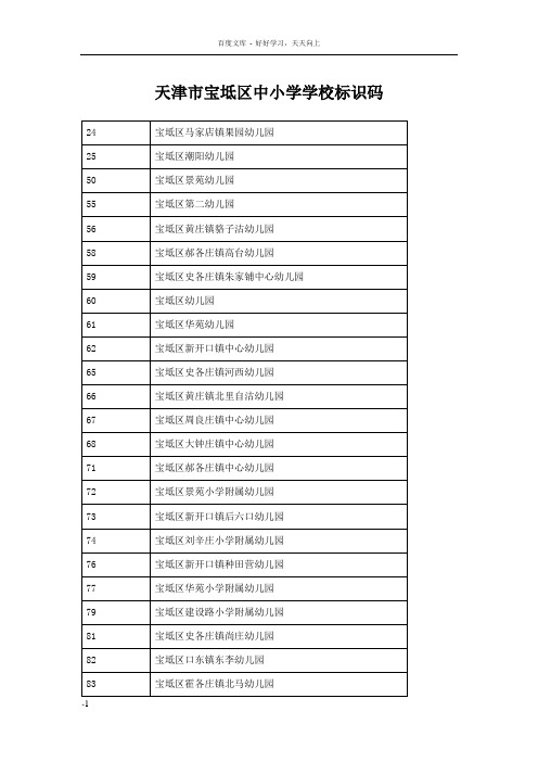 天津市宝坻区中小学学校标识码