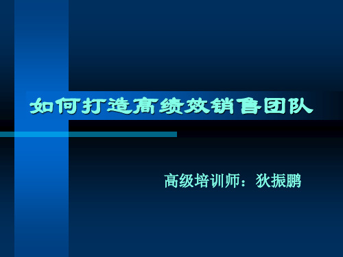 教你打造高绩效销售团队(ppt 204页)