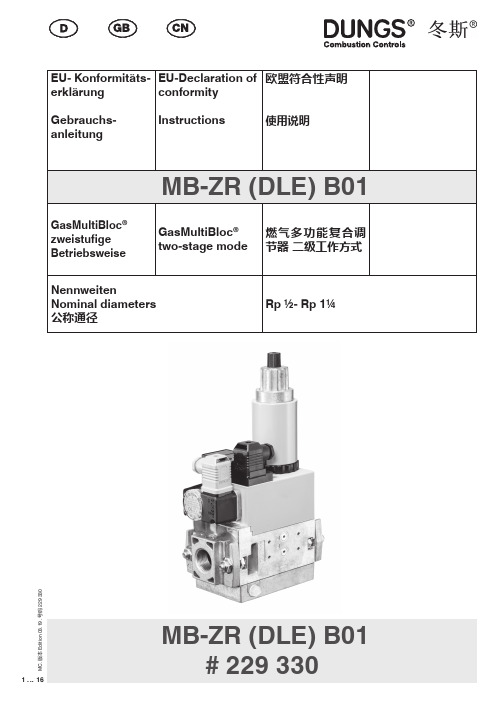 DUNGS冬斯MB - ZR (DLE) B01电磁阀中文说明书