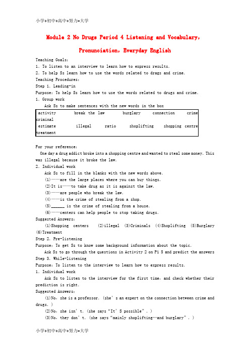 配套K12高中英语 Module 2 No Drugs Period 4 Listening and