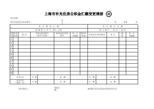 《上海市公积金汇缴变更清册》(补充)