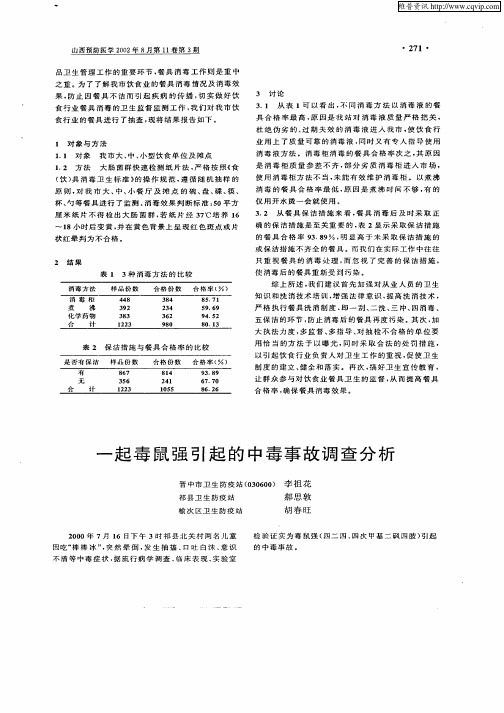 一起毒鼠强引起的中毒事故调查分析