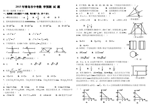 2015年青岛市中考数学模拟试题及答案 (1)