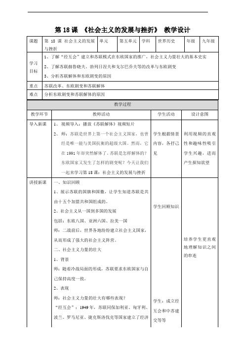 人教部编版九年级历史下册第18课《社会主义的发展与挫折》精品教案