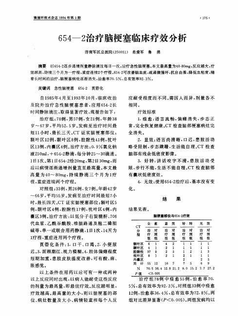 654—2治疗脑梗塞临床疗效分析