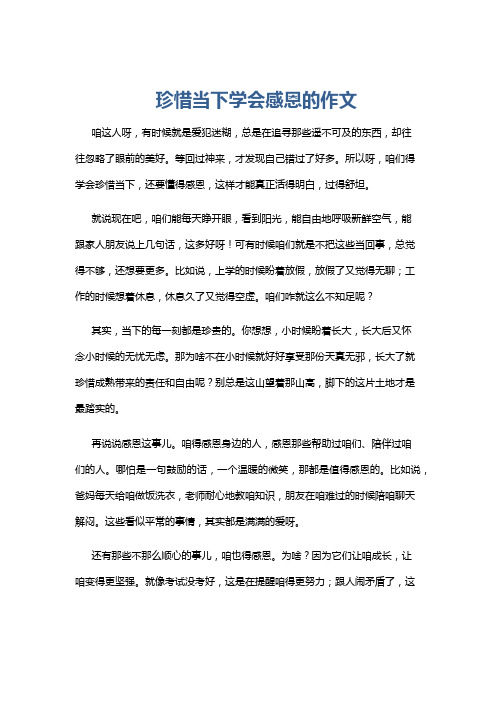 珍惜当下学会感恩的作文