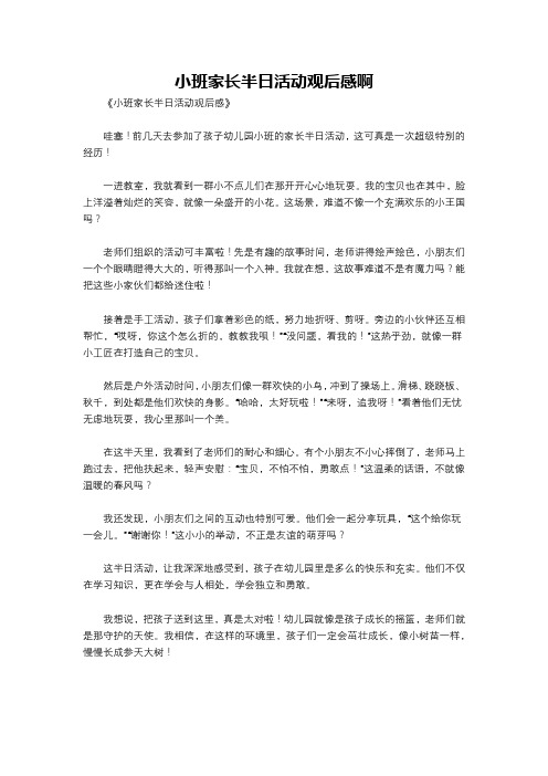 小班家长半日活动观后感啊