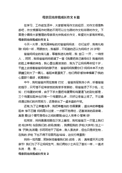 母亲目光伴我成长作文6篇