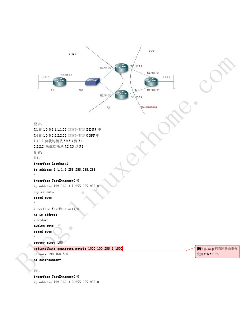 CISCO中双点双向重发布(EIGRP+OSPF)