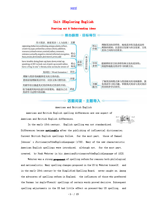 2021_2022学年新教材高中英语Unit2ExploringEnglishStartingout