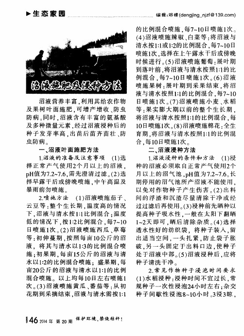 沼液施肥及浸种方法