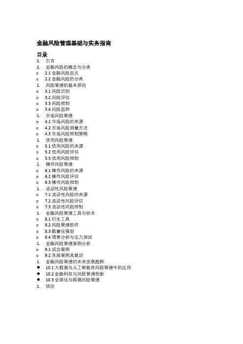 金融风险管理基础与实务指南