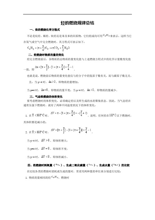 最新烃燃烧规律总结教学提纲